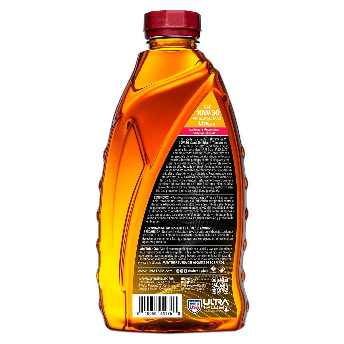 10w-30 api jaso bot tra Aceite de Moto 4T 10W-30 Semi-Sintético API SL JASO MA2
